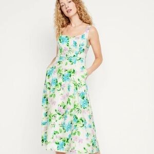 Old Navy Floral Midi Dress - Blue, Green, Pink/Purple